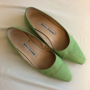 Manolo Blahnik Green Flats